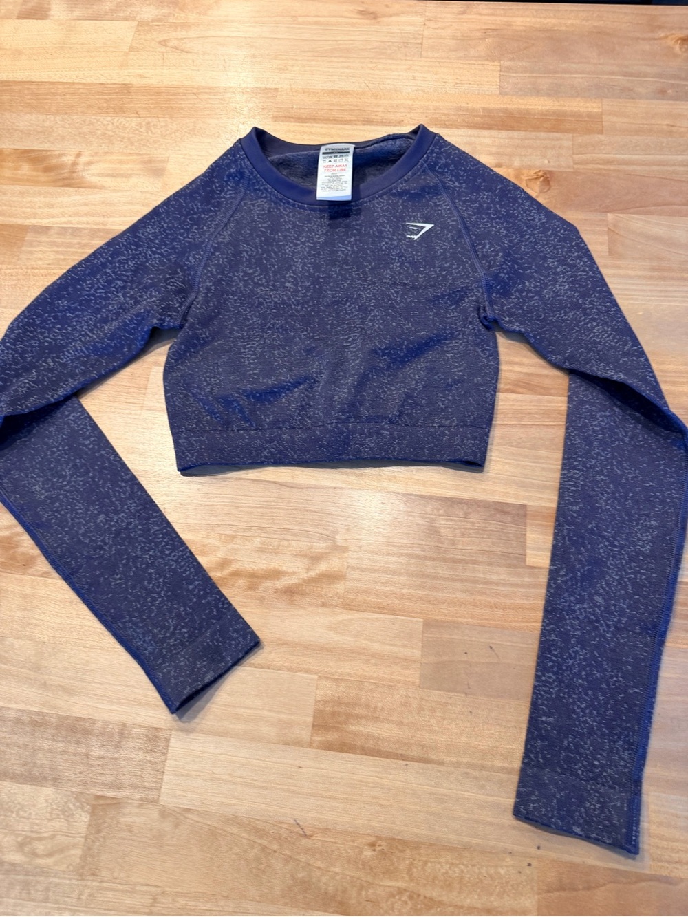 Gymshark Navy Blue Long Sleeve Cropped Top